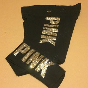 VS Black Embellished Yoga Pants Large